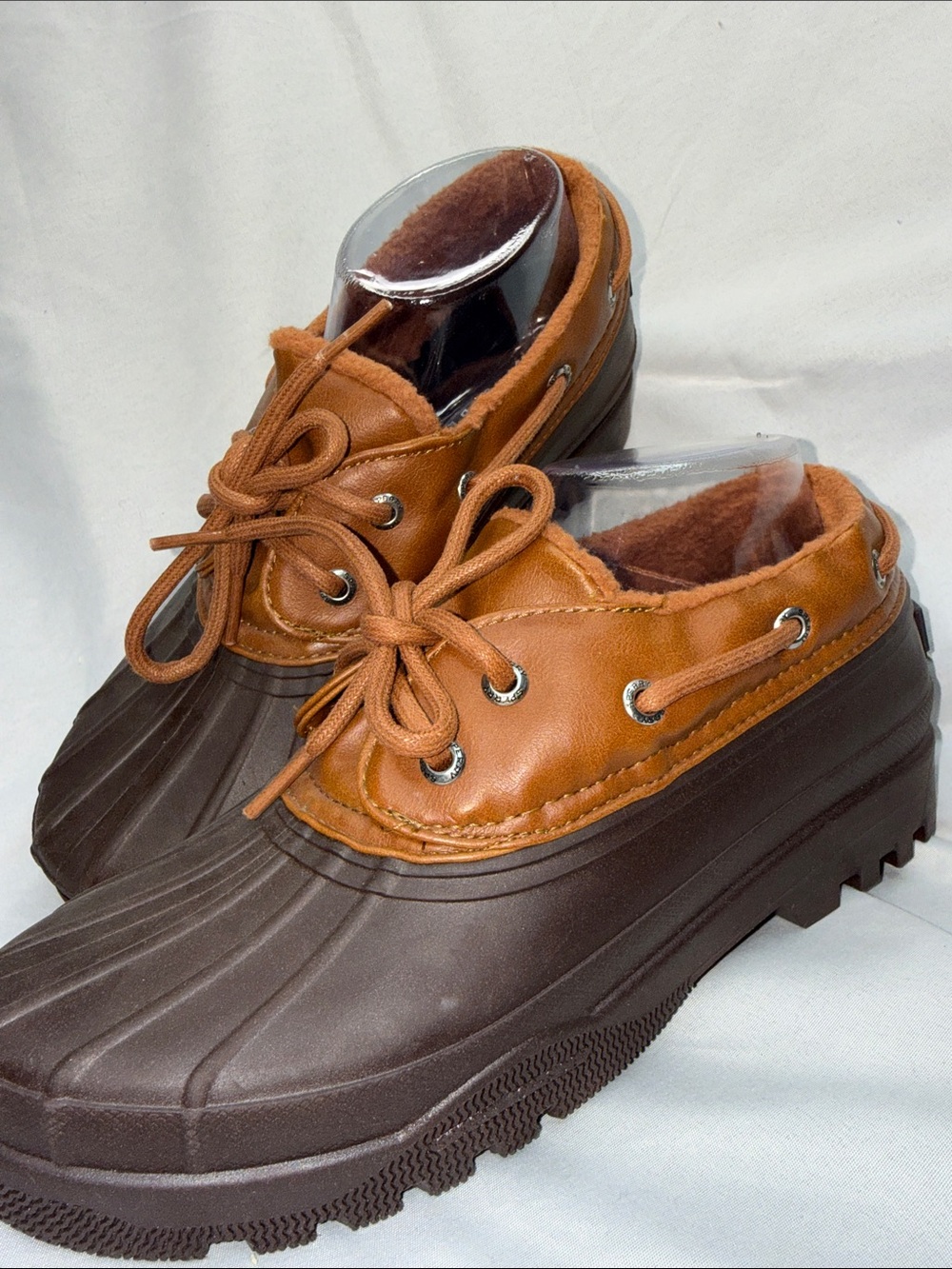 Sperry Brown and Tan Women's Duck Boots - Lace-Up Winter Rain NEW